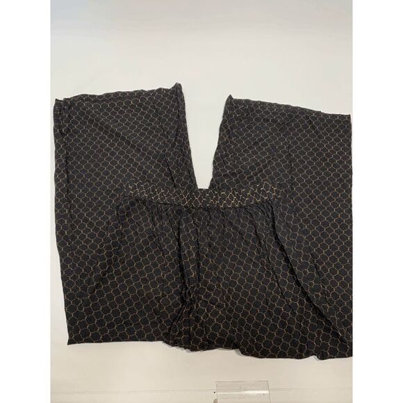Avaasa Women's Elastic Waist Gold Geometric Print Wide Leg Black Capri Size S - Picture 5 of 5